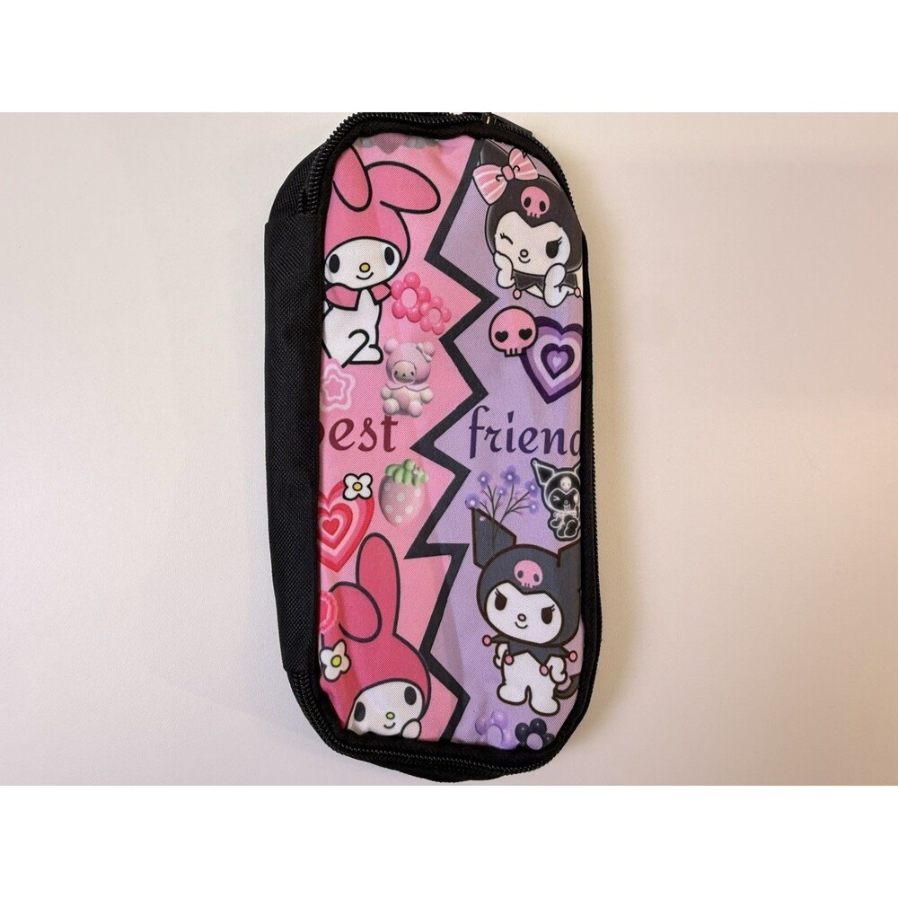 New My Melody & Kuromi School Pencil Pen Case Pouch Black Pink Purple BFF
